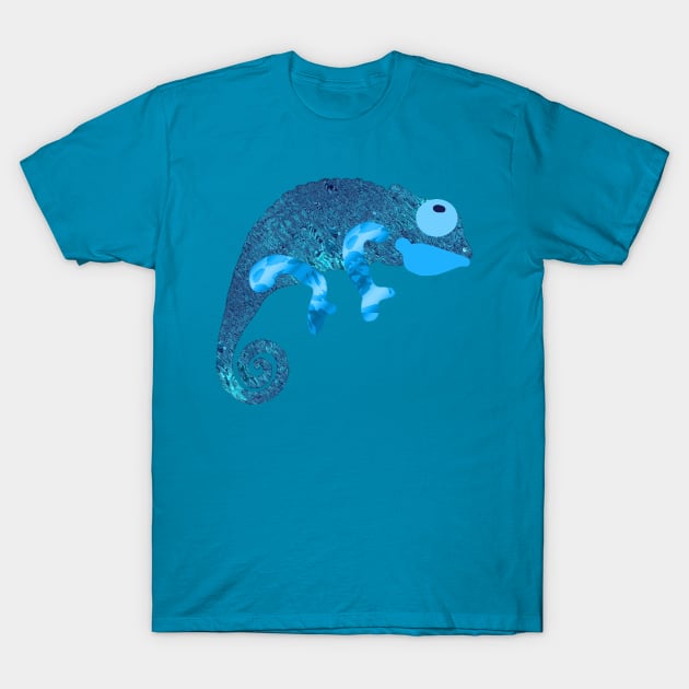 Blue Chameleon T-Shirt by quingemscreations